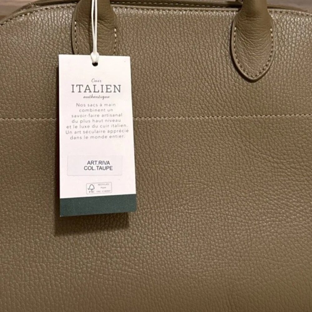 NWT Anna Paola Italian Leather & Suede Dual Handel Satchel + Crossbody Strap - Picture 7 of 9